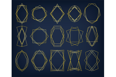 Golden line shapes. Premium line ornament elements, luxury diamond orn