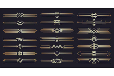 Art deco headers. Modern classic borders with floral ornamental accent