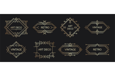 Art deco labels. Retro geometric shapes with elegant arabic lettering&2C;