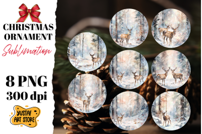 Christmas ornament sublimation bundle. Christmas deer 8 PNG