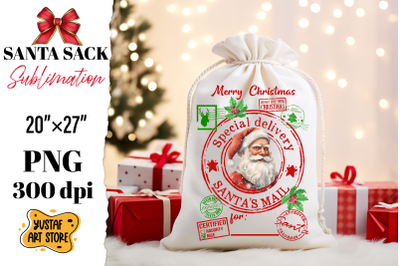 Santa sack sublimation. Christmas gift bag design