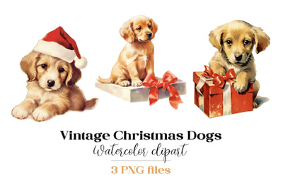 Vintage Christmas Dogs Sublimation PNG