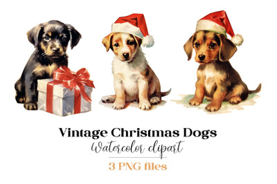 Vintage Christmas Dogs Sublimation PNG