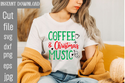 Coffee &amp;amp; Christmas Music SVG cut file&2C;Christmas png Bundle&2C; pink Chris