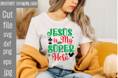 Jesus Is My Super Hero SVG cut file,Christmas png Bundle, pink Christm