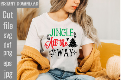 Jingle All The Way SVG cut file&2C;Christmas png Bundle&2C; pink Christmas p