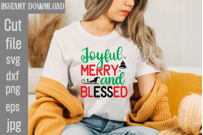 Joyful Merry And Blessed SVG cut file,Christmas png Bundle, pink Chris