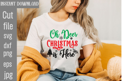 Oh Deer Christmas Is Here SVG cut file,Christmas png Bundle, pink Chri