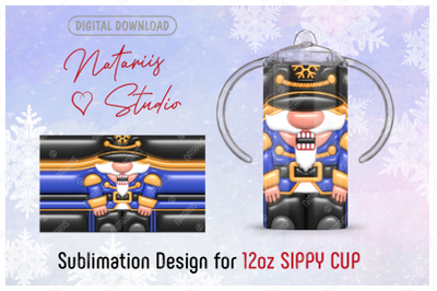 3D Inflated Puffy Christmas Nutcracker - 12 oz SIPPY CUP