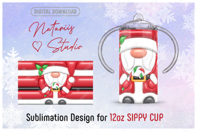 3D Inflated Puffy Christmas Santa Claus - 12 oz SIPPY CUP