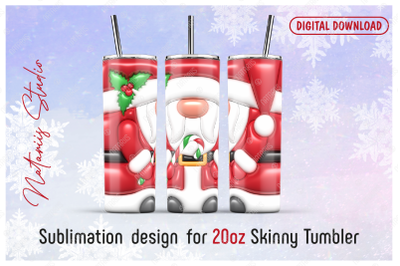 3D Inflated Puff Christmas Santa Claus - 20oz SKINNY TUMBLER