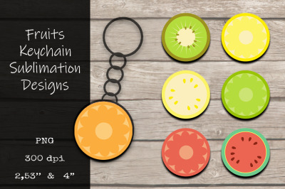 Fruits Keychain Sublimation PNG Designs