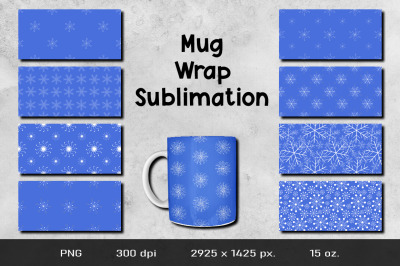 Snowflake Mug Wrap Sublimation Design 15 oz.