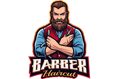 Barber haircut esport mascot logo design