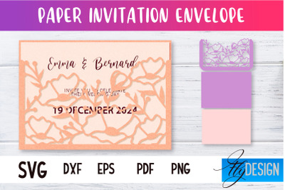 Paper Invitation Envelope | Paper Cut Design | SVG File