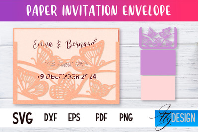 Paper Invitation Envelope | Paper Cut Design | SVG File