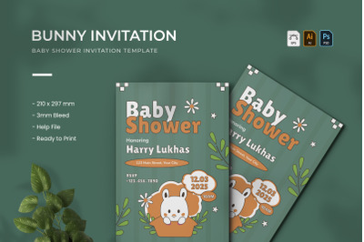 Bunny - Baby Shower Invitation