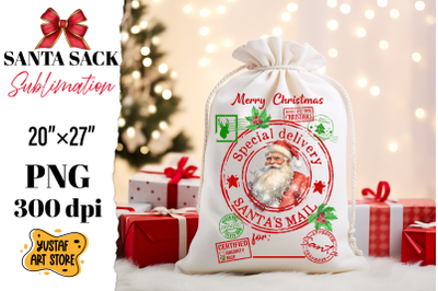 Santa sack sublimation. Christmas gift bag design