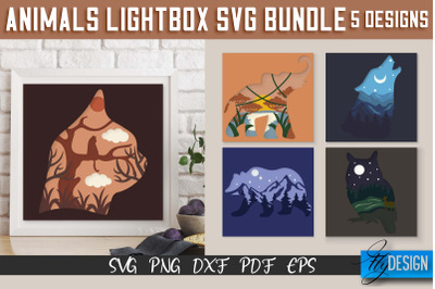 Animals Lightbox SVG Design | Paper Cut Design | SVG File