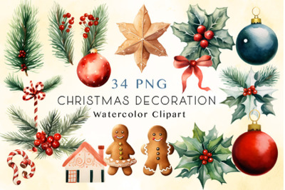 34 Christmas Clipart Elements Bundle