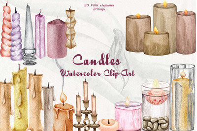 Candle Watercolor Clipart