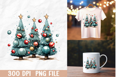 Blue Festive Trees Graphic