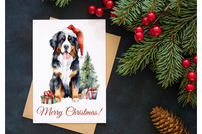 Bernese Mountain Dog Christmas Card Graphic