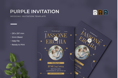 Purple - Wedding Invitation