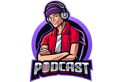 Podcast esport mascot logo design