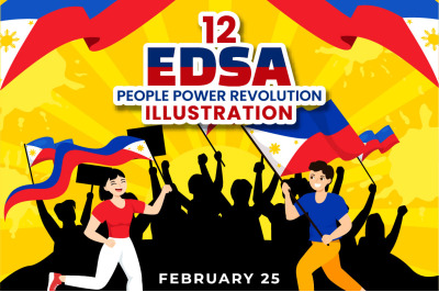 12 Edsa People Power Revolution Anniversary of Philippine Illustration