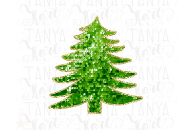 Sequin Christmas Tree PNG Digital Download for Sublimation