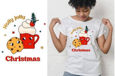 Holly jolly Christmas. SVG illustration.