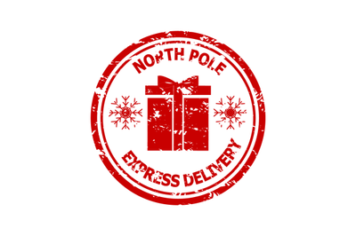 Rubber stamp north pole express delivery