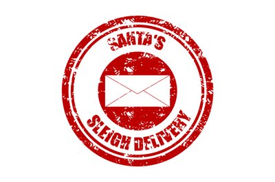 Santa sleight delivery rubber stamp post office