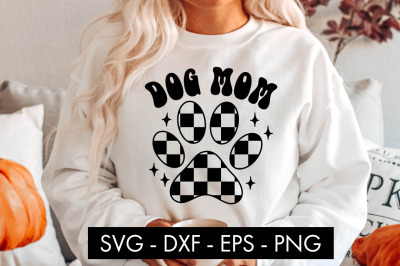 Dog Mom Checkered Paw SVG PNG Cut file