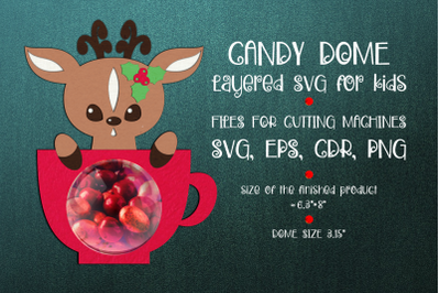 Deer in a Cup | Candy Dome | Christmas Ornament | Paper Craft Template