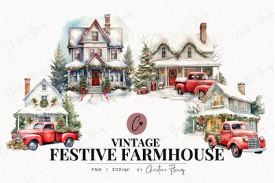 Vintage Festive Farmhouse Clipart
