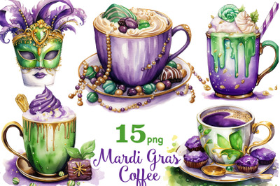 Mardi Gras Coffee Clipart | Carnival Graphics PNG