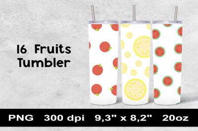 Fruits 20 oz. Skinny Tumbler Design PNG