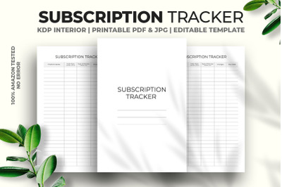 Subscription Tracker KDP Interior