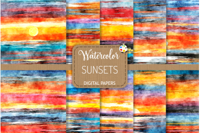Sunsets - Watercolor Background Texture Papers
