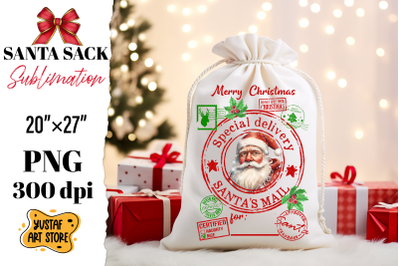 Santa sack sublimation. Christmas gift bag design