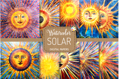 Solar - Watercolor Sun Energy Digital Paintings