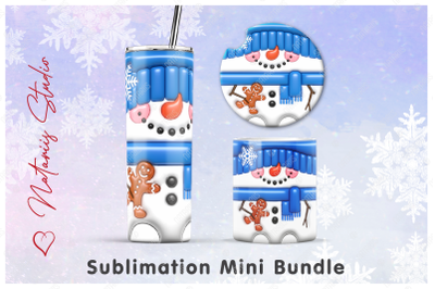 Puffy Snowman Mini Bundle - Tumbler, Mug, Coaster.