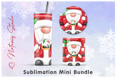 Puffy Santa Claus Mini Bundle - Tumbler, Mug, Coaster.