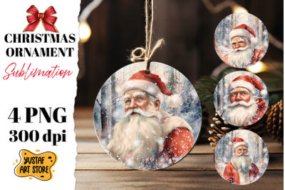 Christmas ornament sublimation. Santa Claus 4 design PNG