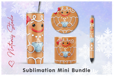 Cute Gingerbread Mini Bundle - Tumbler, Mug, Pen, Coaster.