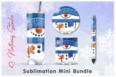 Cute Snowman Mini Bundle - Tumbler, Mug, Pen, Coaster.