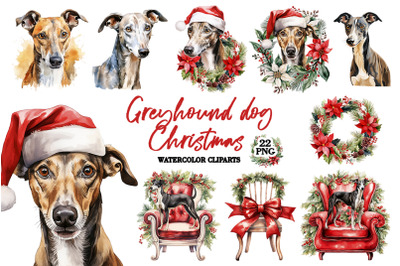 Greyhound Dog Christmas Clipart