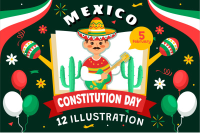 12 Constitution Day of Mexico Illustration